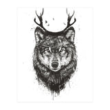 Deer Wolf Bw (Print Only) thumbnail