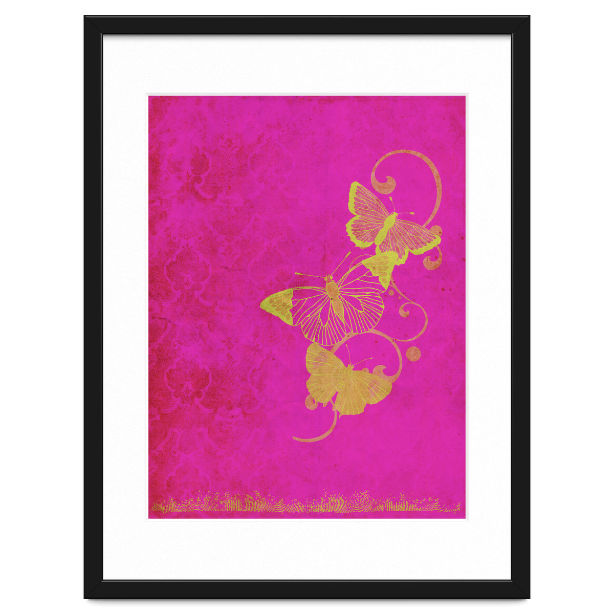 Yellow Butterflies on Pink