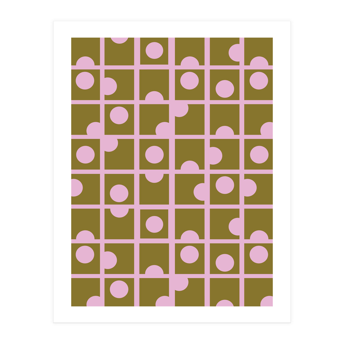 Pink Retro Circles Pattern (Print Only)