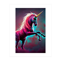 Dark Rainbow Gothic Unicorn AI created digital art (Print Only)