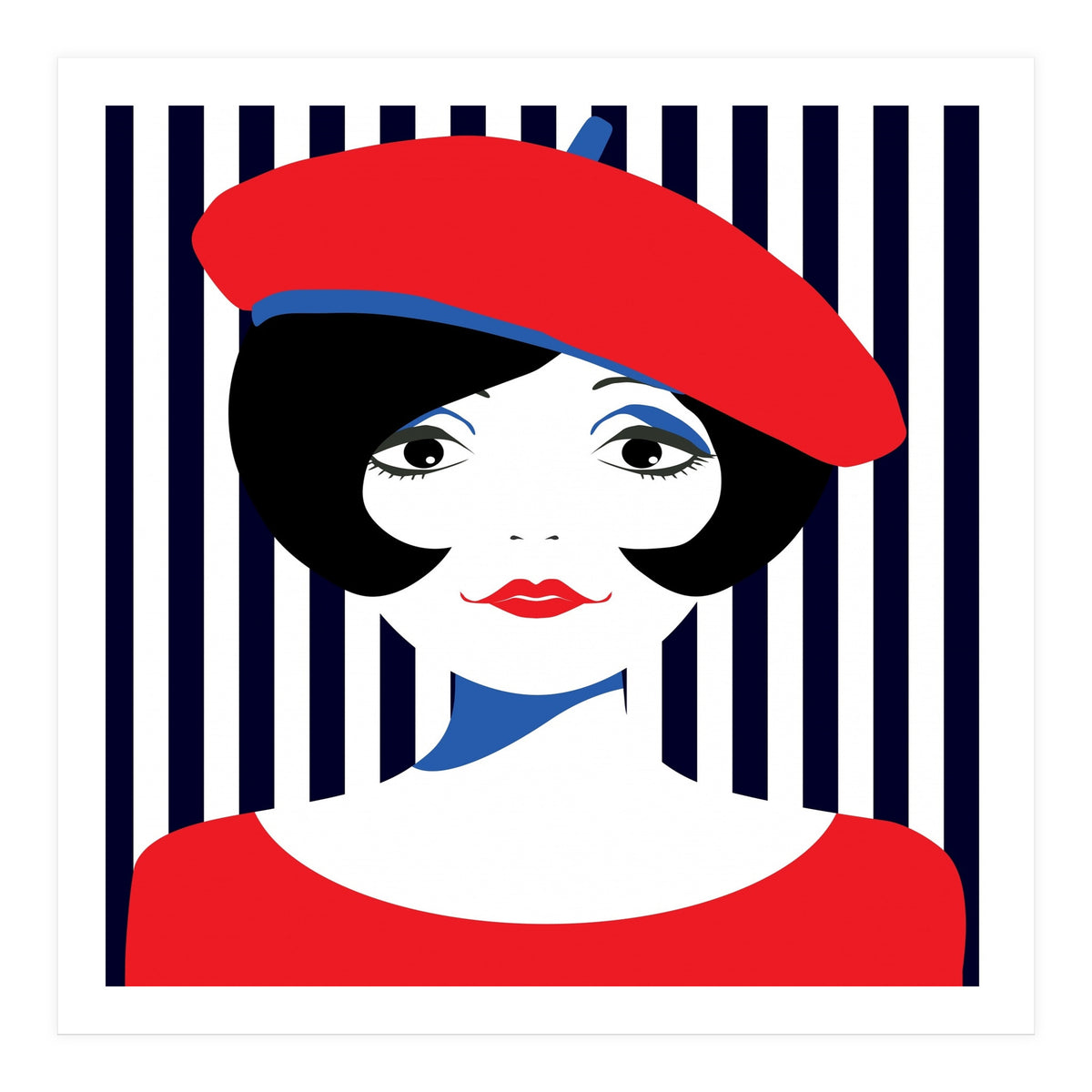 Retro French Young Woman  (Print Only)