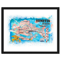 Venice Italy Illustrated Map With Main Roads Landmarks And Highlights M