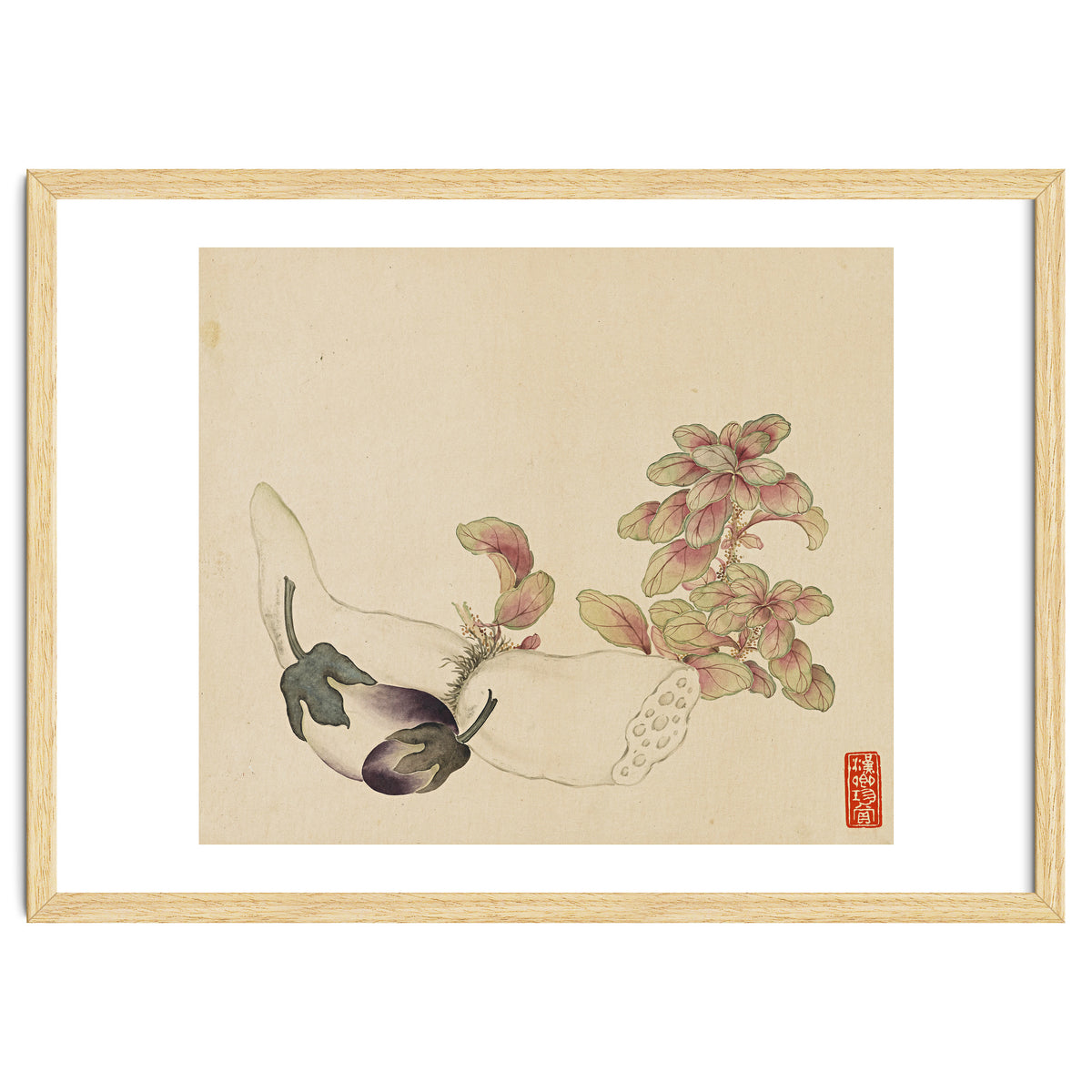 Wang Chengyu ~flowers, Vegetables, Fruits, Eggplant, Lotus Root