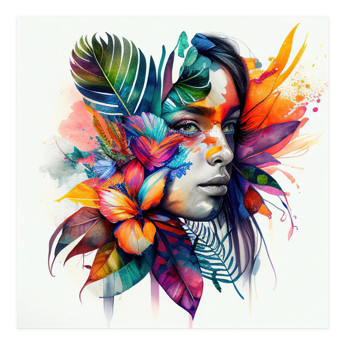 Watercolor Native Woman #1 (Print Only)