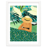 Chill, Modern Bohemian Black Woman Travel Illustration | Terrazzo Tropical Swimming Pool Fashion thumbnail