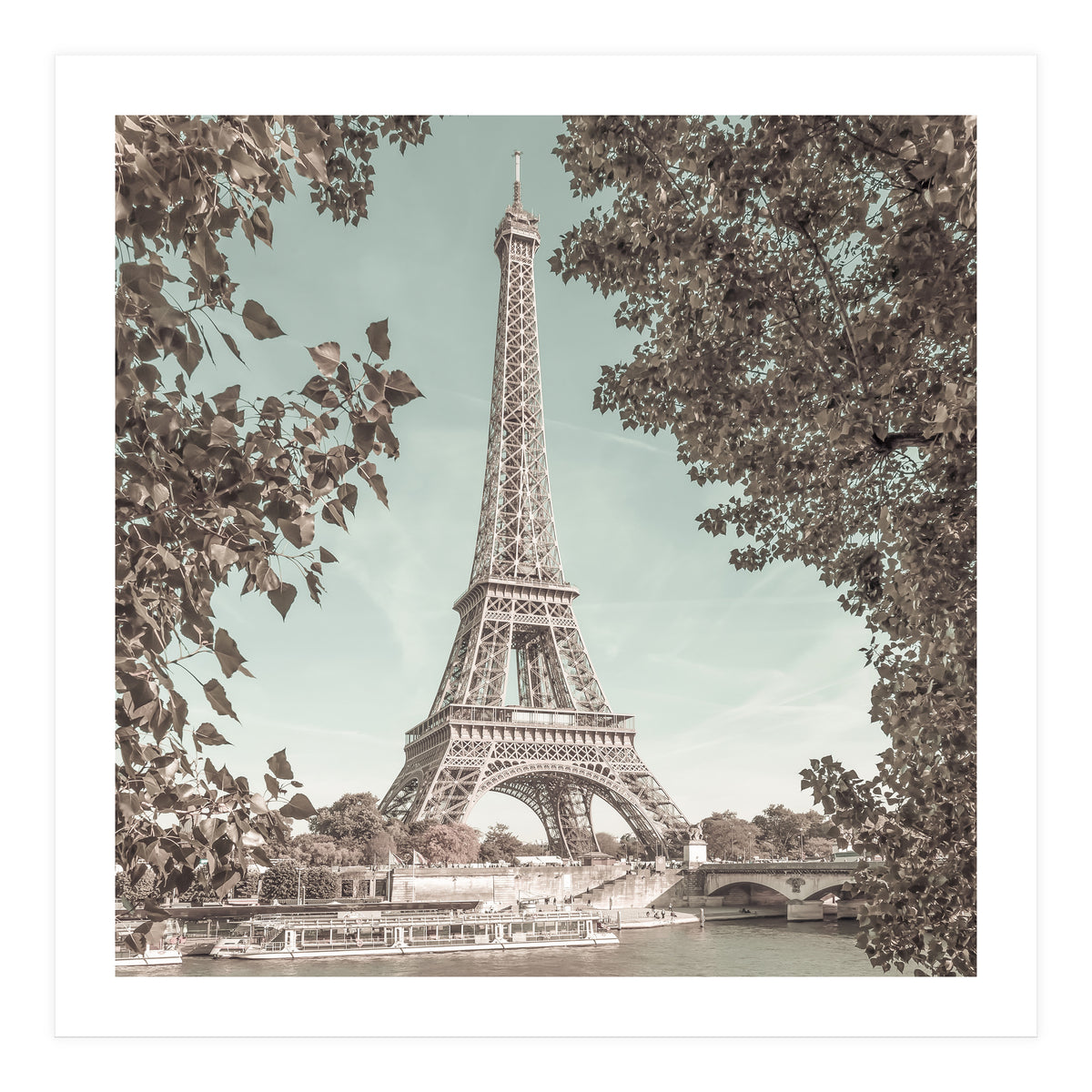 PARIS Eiffel Tower & River Seine | urban vintage style (Print Only)