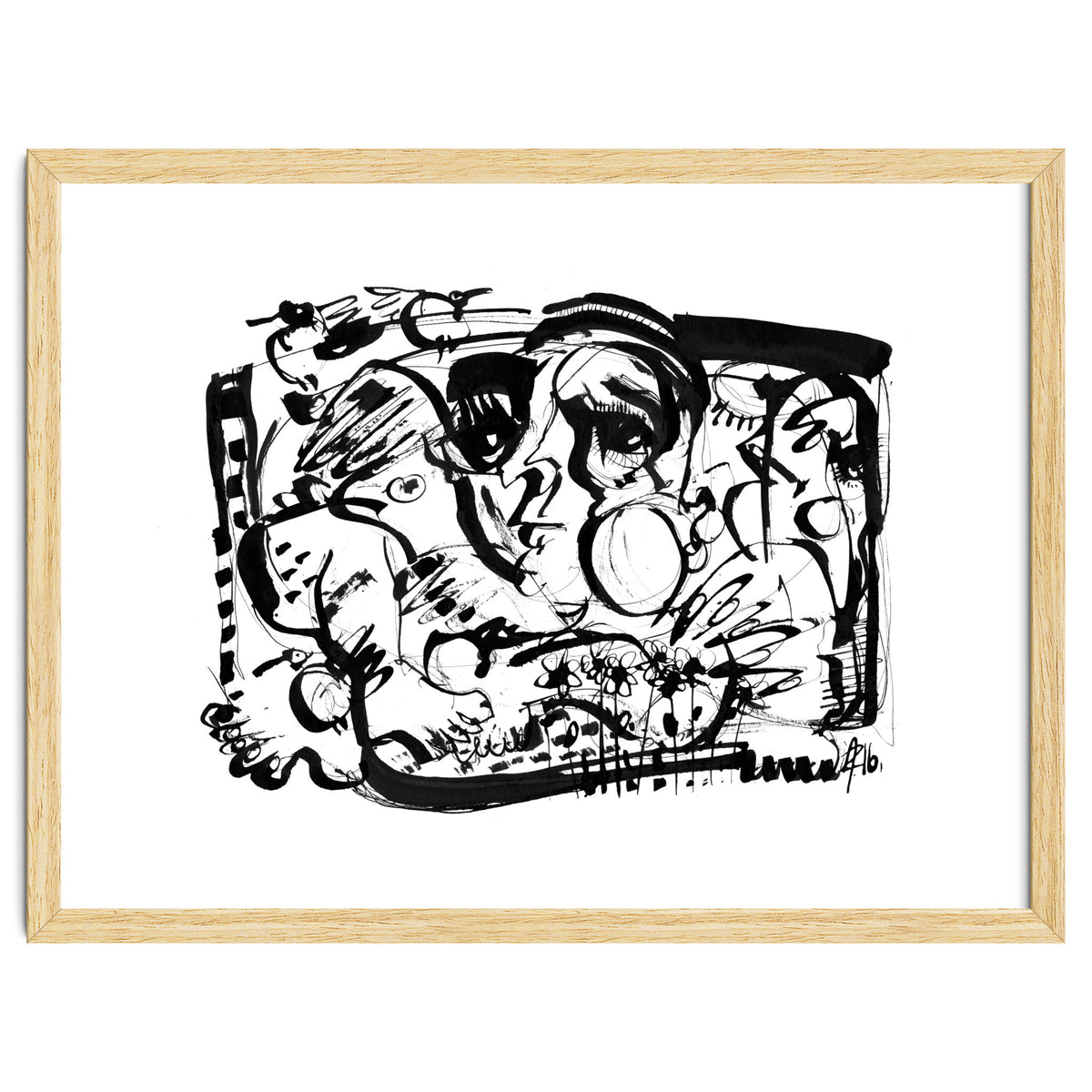 Birds and Flowers - b&w