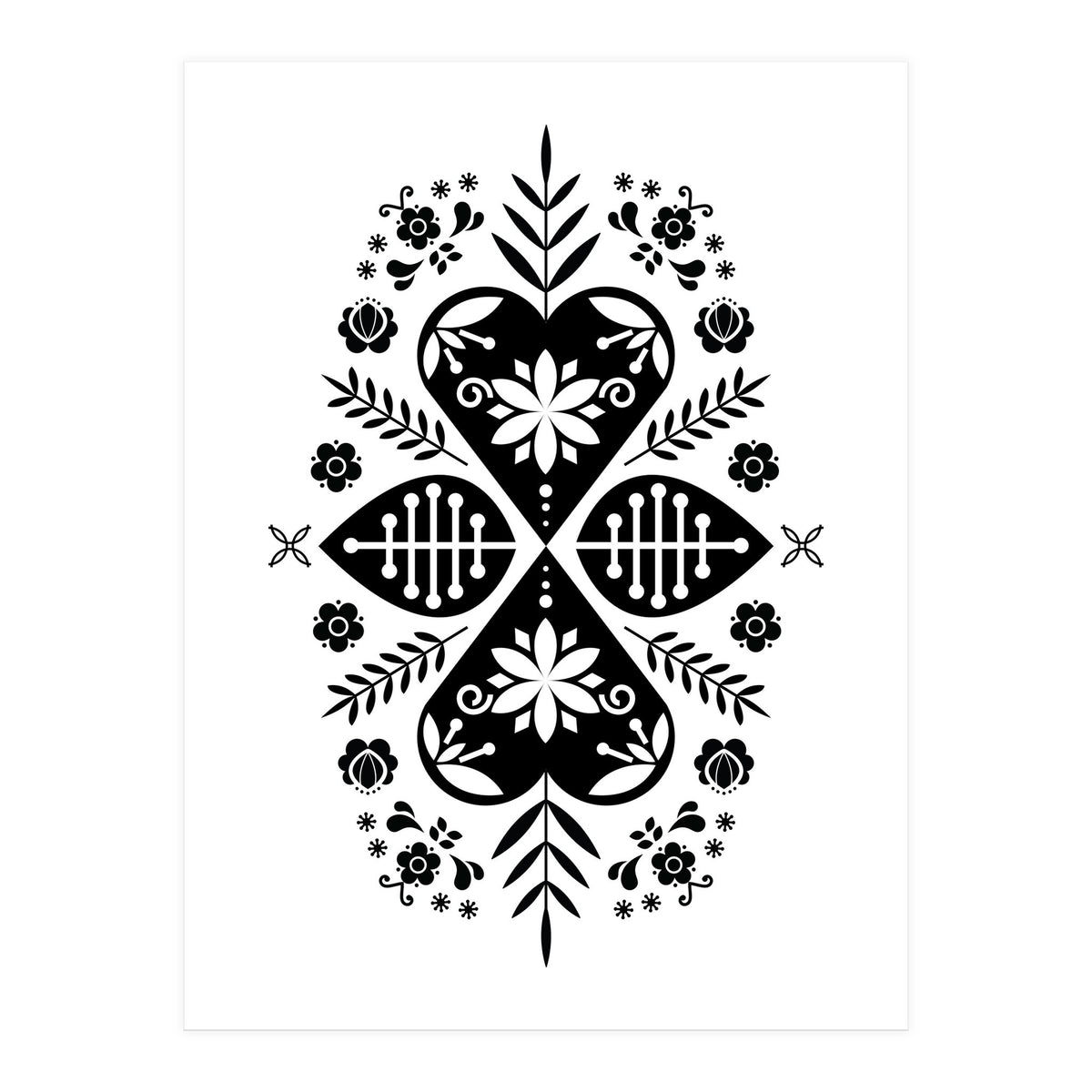 Scandinavian Folk Pattern Monochrome (Print Only)