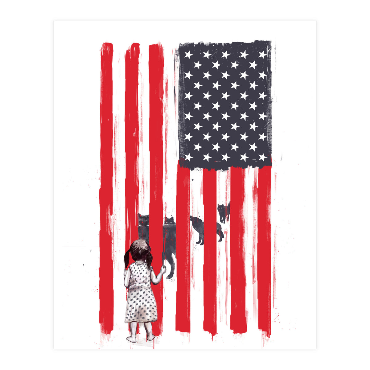 Little Girl And Wolves (Print Only)