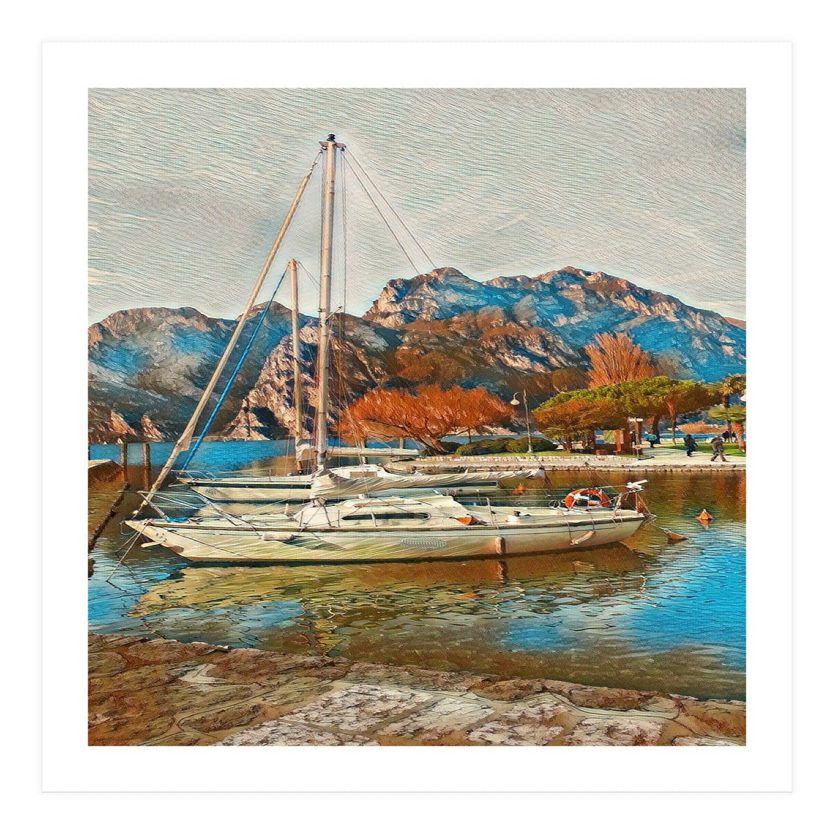 Art boats on Lake Garda, Italy. (Print Only)