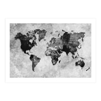 black and white world map (Print Only)
