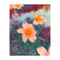 Floating In Love, Watercolor Lotus Pond Botanical Lake, Forest Jungle Floral Painting (Print Only)