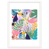 Tropical Spring | Pastel Quirky Modern Bohemian Jungle Botanical | Flamingo Palm Cockatoo Birds thumbnail