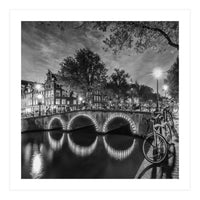 AMSTERDAM Idyllic nightscape from Keizersgracht | Monochrome (Print Only)