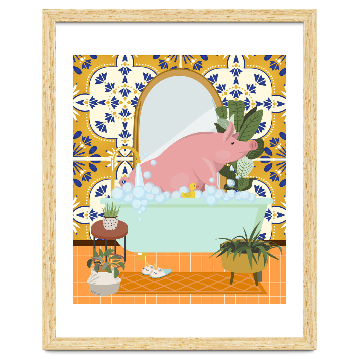 Piggie Bathing in Moroccan Style Bathroom