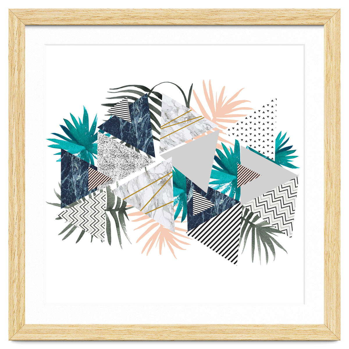 Abstract of geometric patterns with plants and marble I