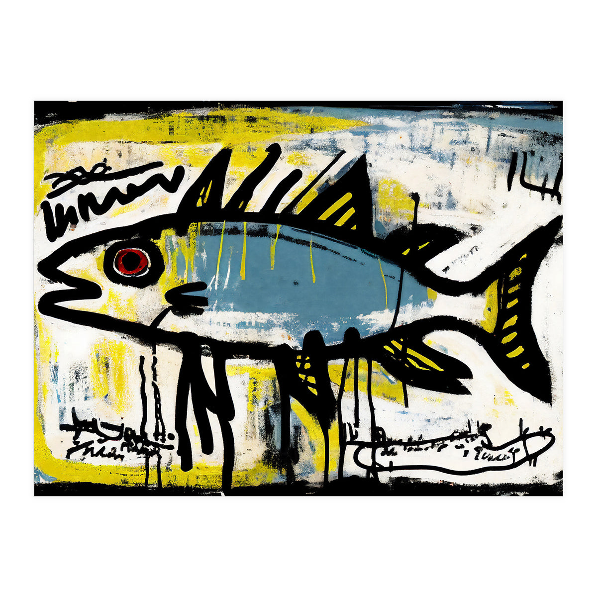 Blue Trout in Spray Painted Style Painting (Print Only)