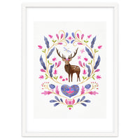 Floral Stag | Pink And Blue