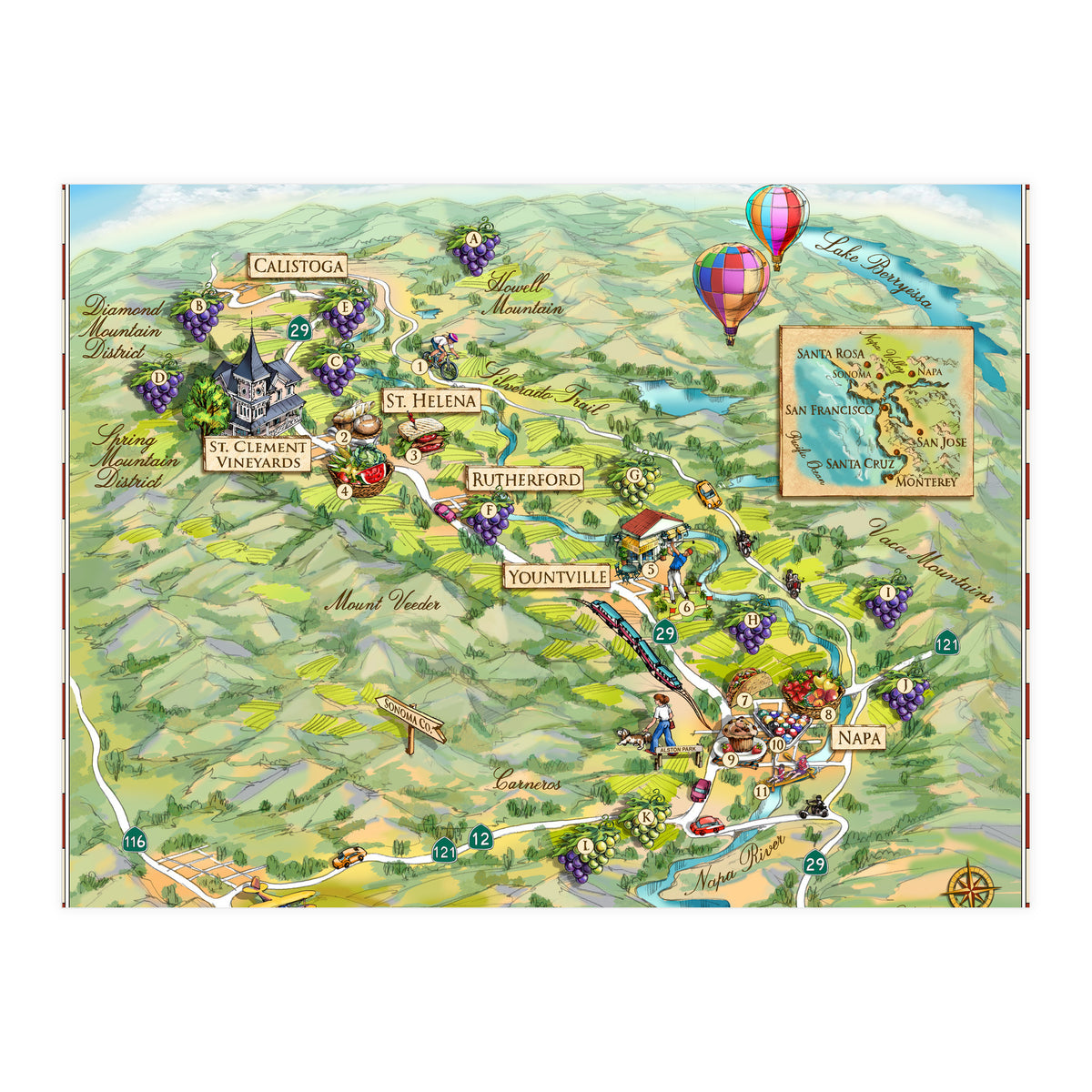 Napa Valley Illustrated Map (Print Only)
