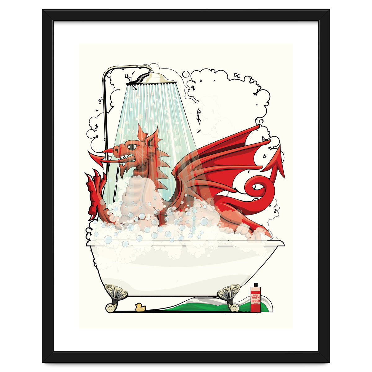 Welsh Dragon in the Bath, Funny Bathroom Humour, Wales, Britain, United Kingdom