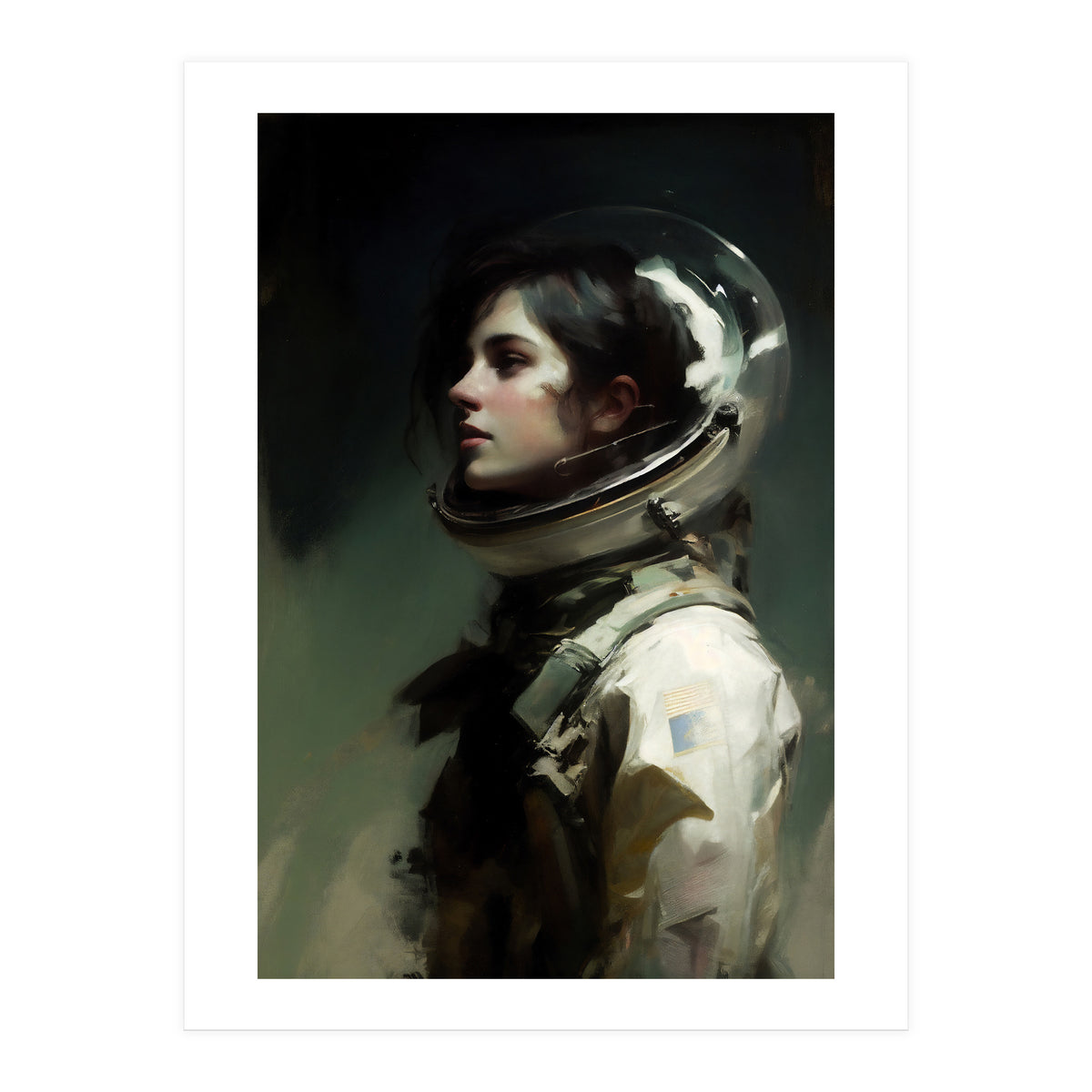 Gothic Astronaut Moody Dark Painting  (Print Only)