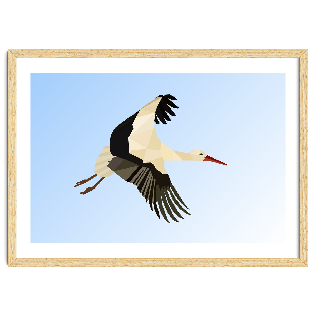 White Stork Bird Low Poly Art