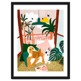 Pet Pals, Animals Lovers Illustration, Travel With Pets Modern Bohemian Painting thumbnail