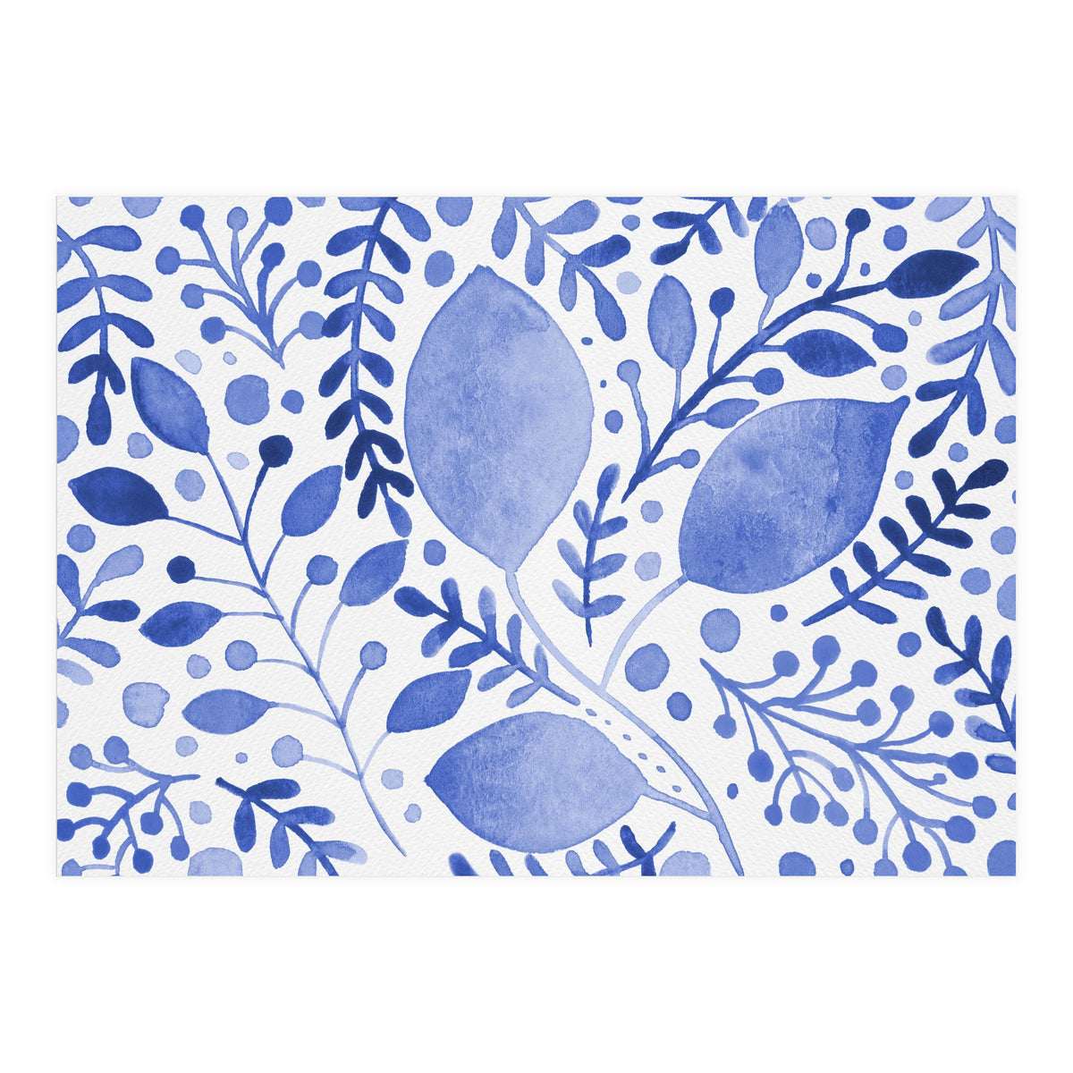 Watercolor branches and leaves - blue (Print Only)