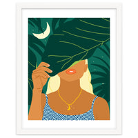 To The Moon & Never Back | Jungle Dreamer Bohemian Tropical Soul | Forest Nature Woman Illustration