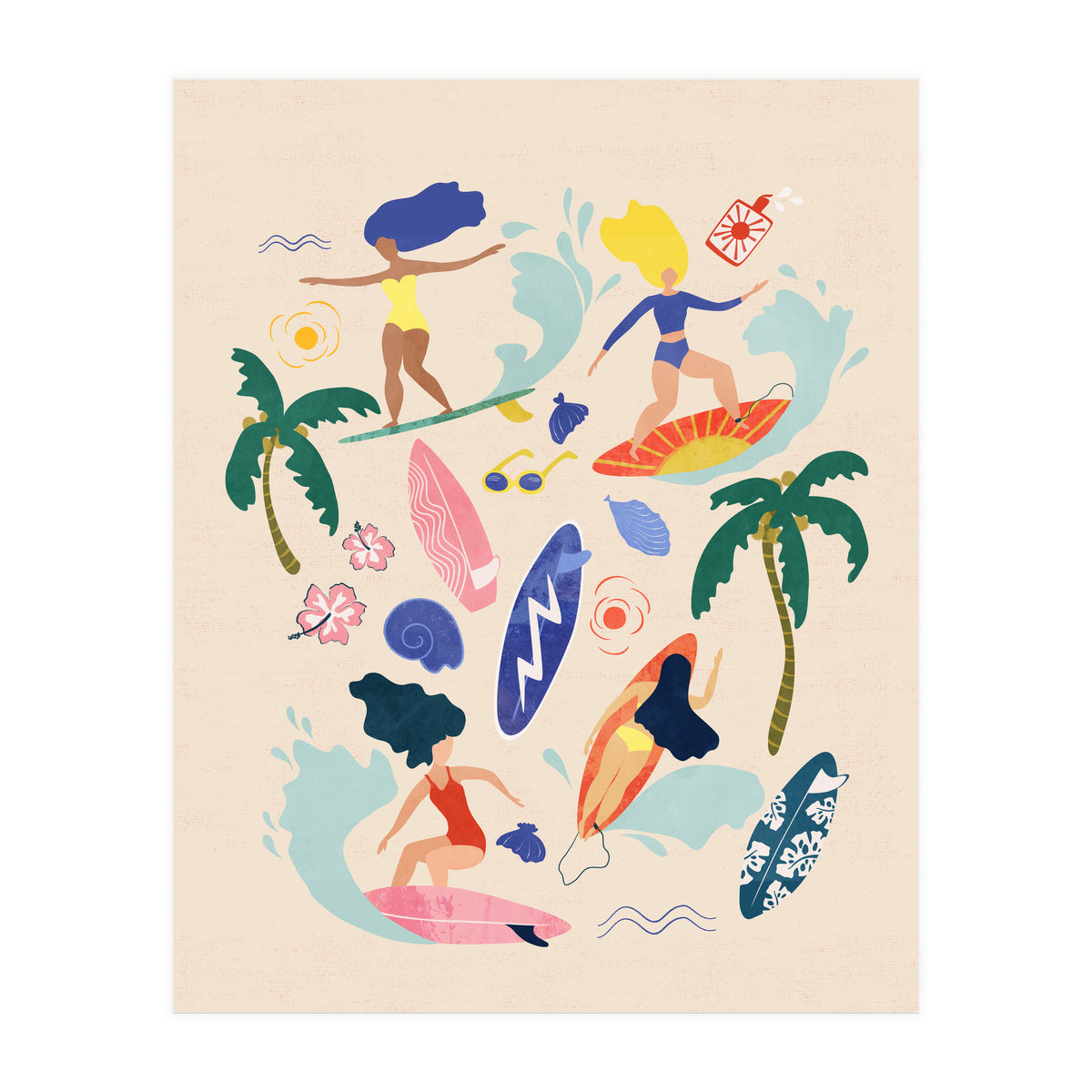 Surfing Girl Light (Print Only)