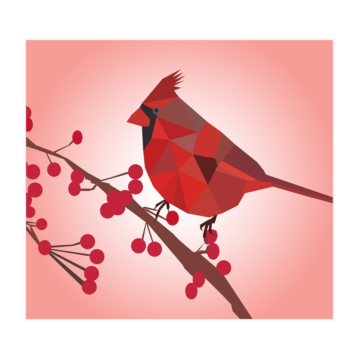 Northern Cardinal Bird Low Poly Art  (Print Only)