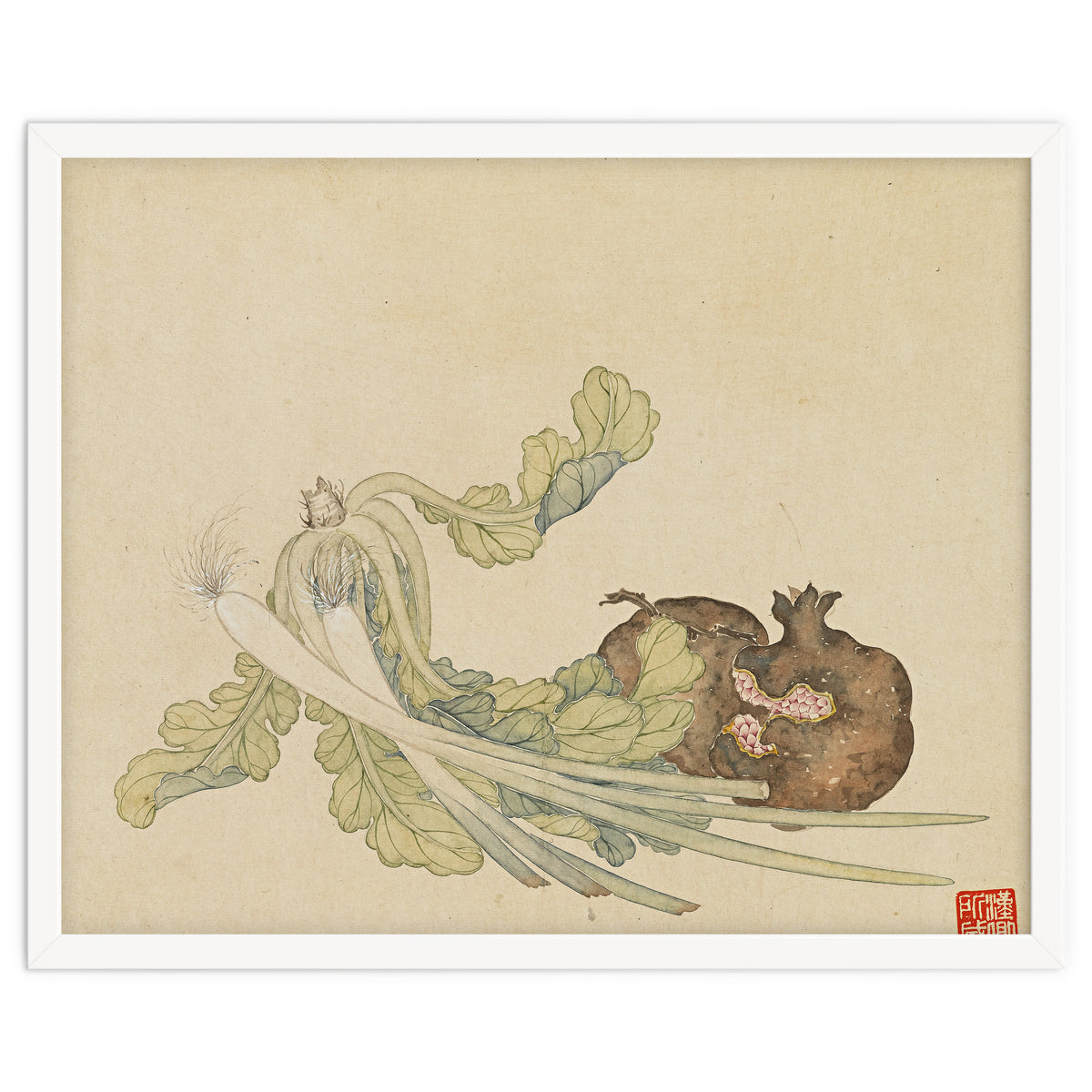 Wang Chengyu ~flowers, Vegetables, Pomegranates, Onions, Chinese Cabbage, Vegetables