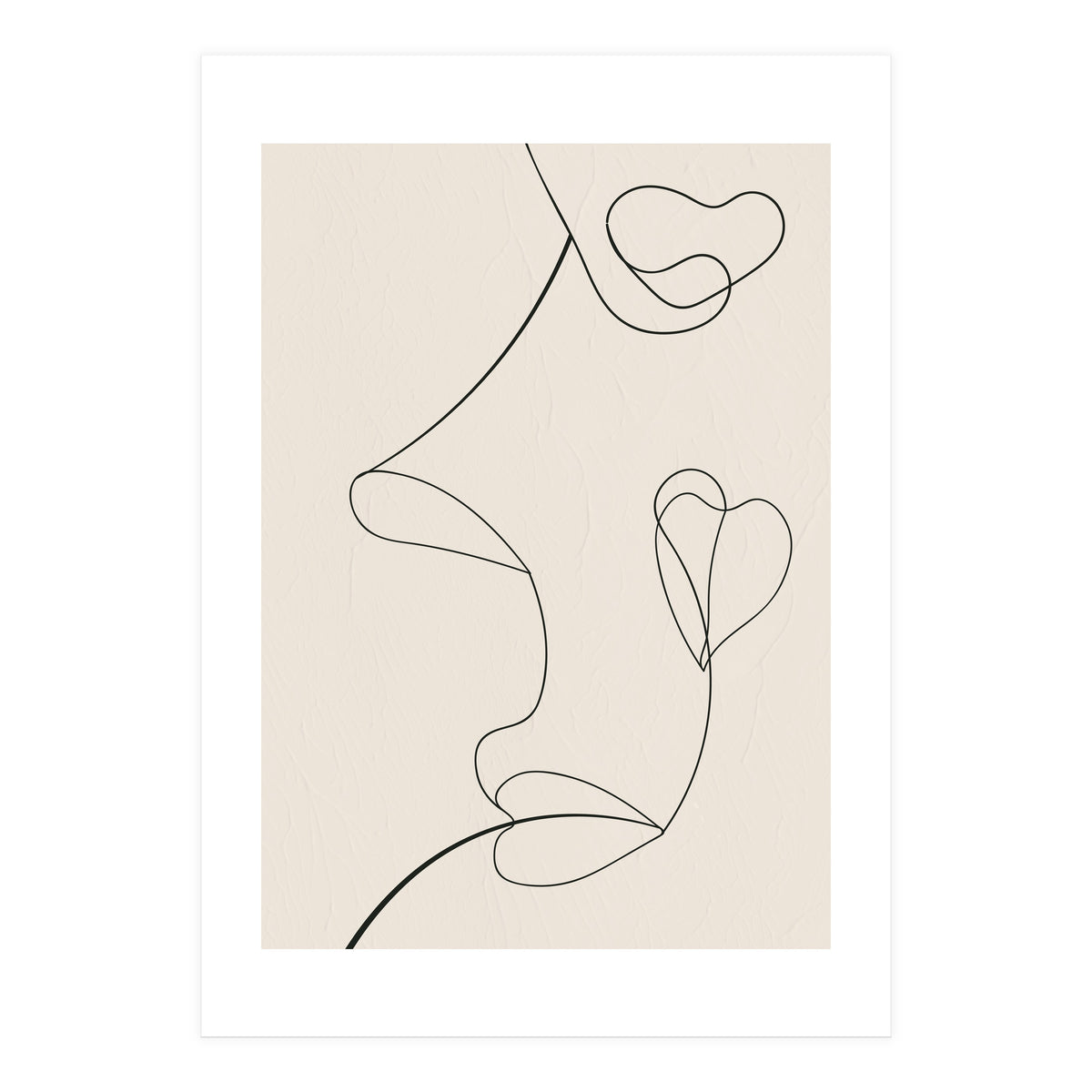 Continuous Line Art Face Drawing Floral Shapes (Print Only)