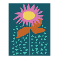Pink Flower on Teal  (Print Only)