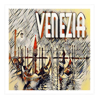 Venezia Vintage Art Gondolas sketch (Print Only)