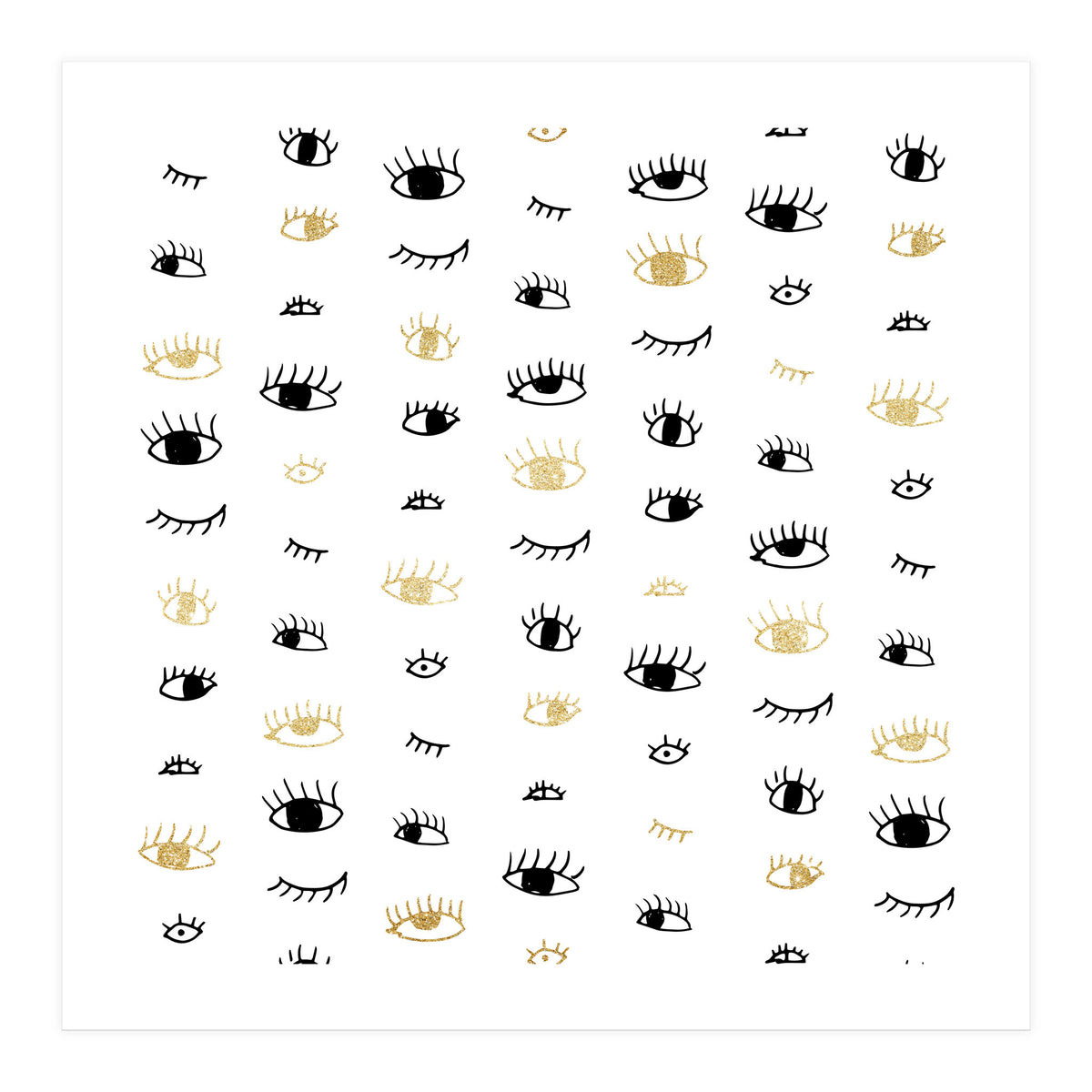 Gold and black eyes and lashes pattern (Print Only)