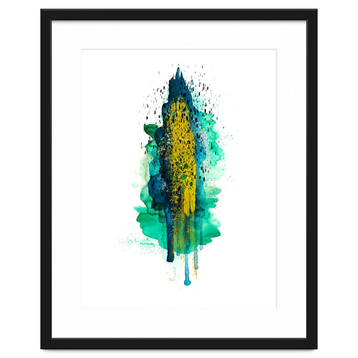 Abstract watercolour peacockgold