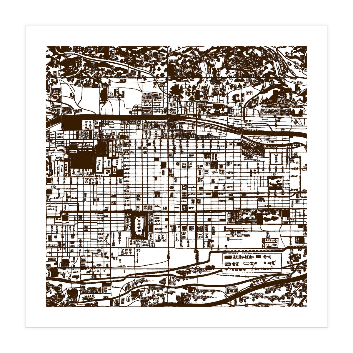 Antique Oriental Town Map  (Print Only)