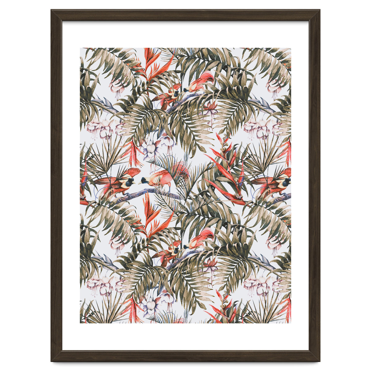 Exotic birds in the jungle paradise