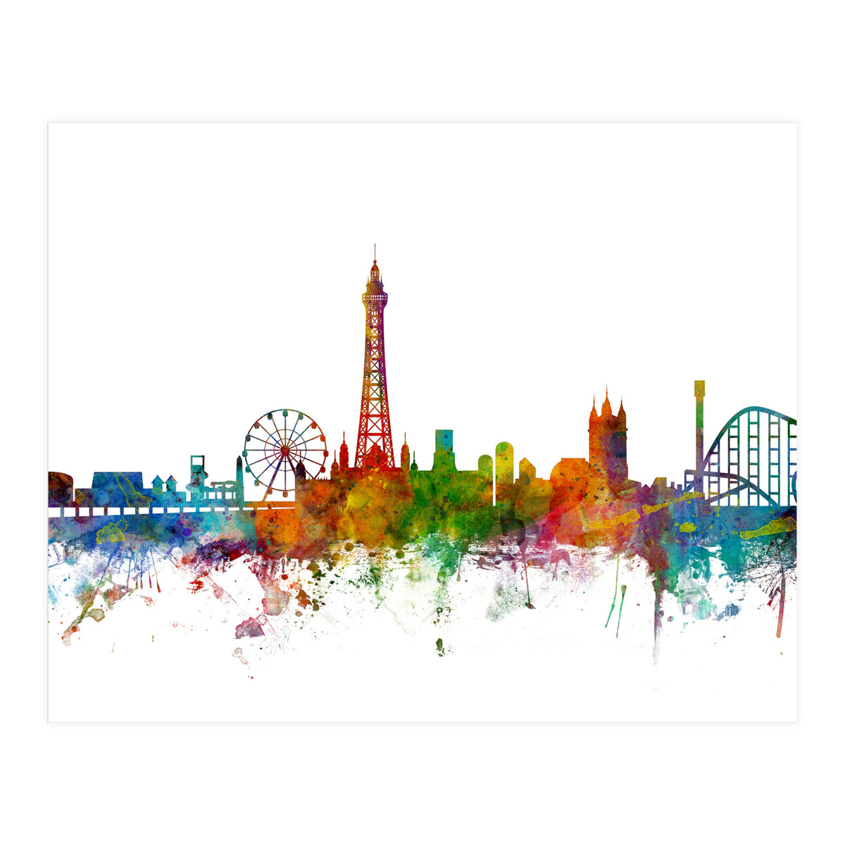 Blackpool England Skyline (Print Only)