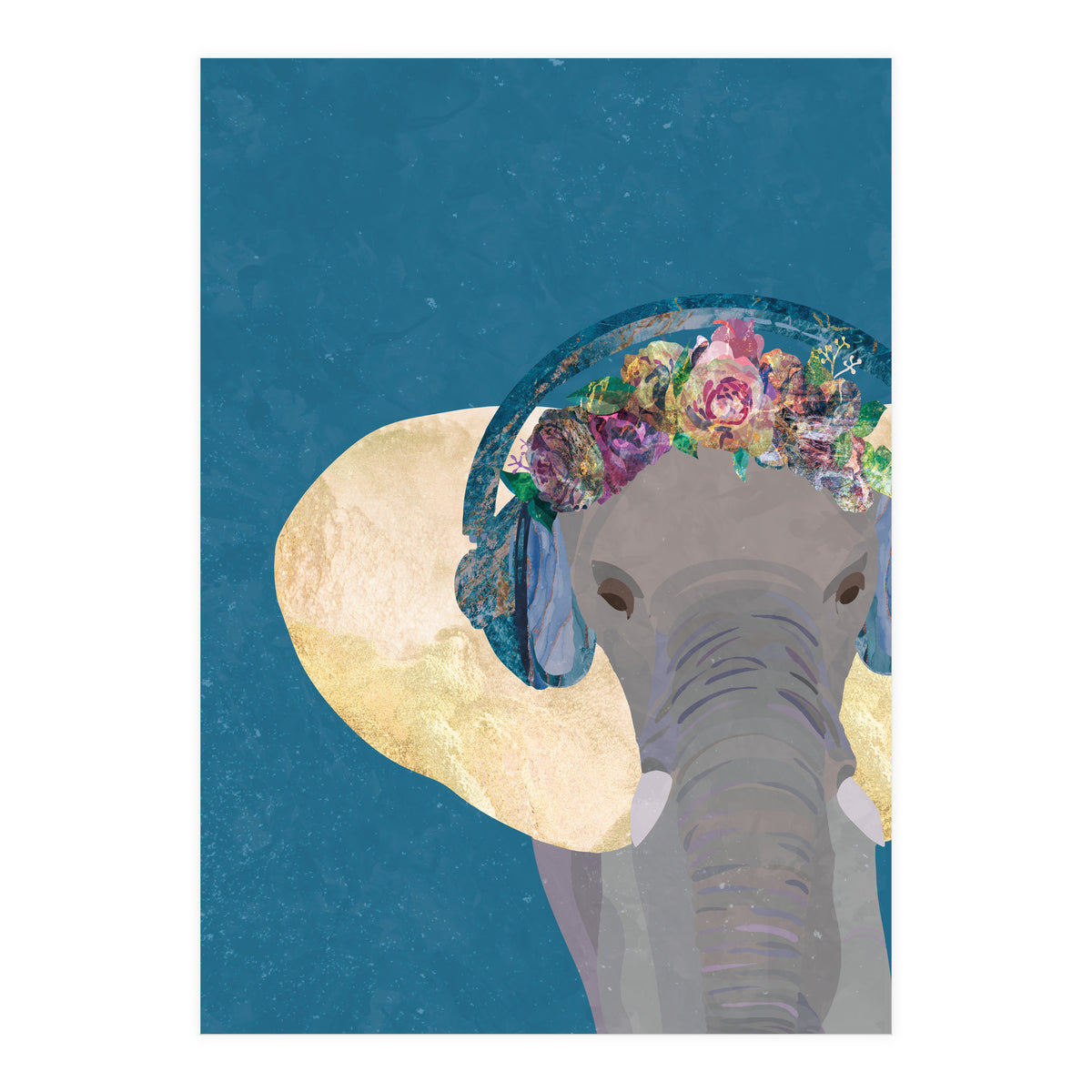 Boho Elephant listening to Music (Print Only)