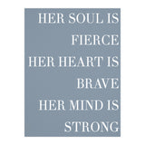 Fierce, Brave, Strong Female Empowerment Quote Blue (Print Only) thumbnail