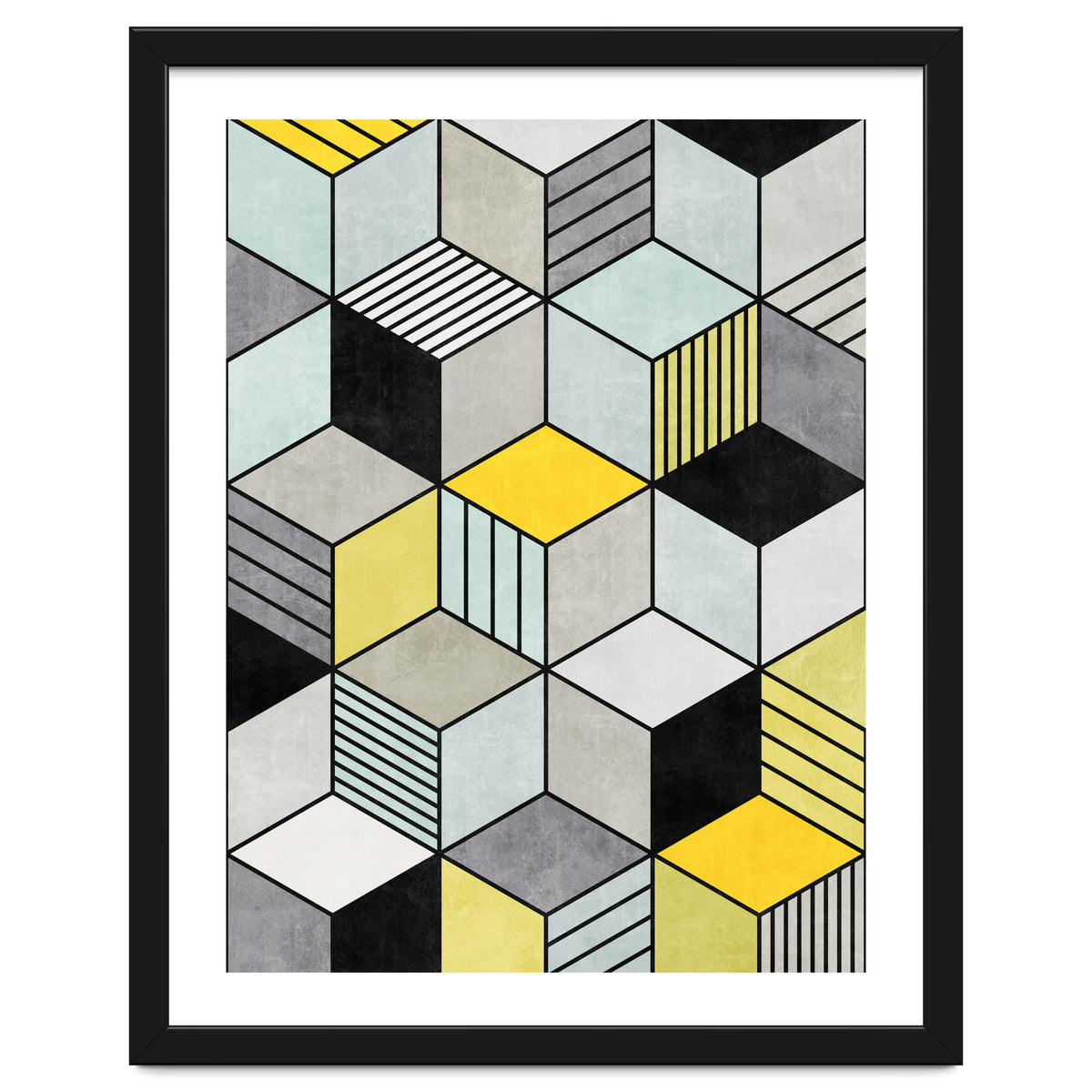 Colorful Concrete Cubes 2 - Yellow, Blue, Grey