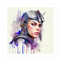 Watercolor Medieval Soldier Woman #3 (Print Only)