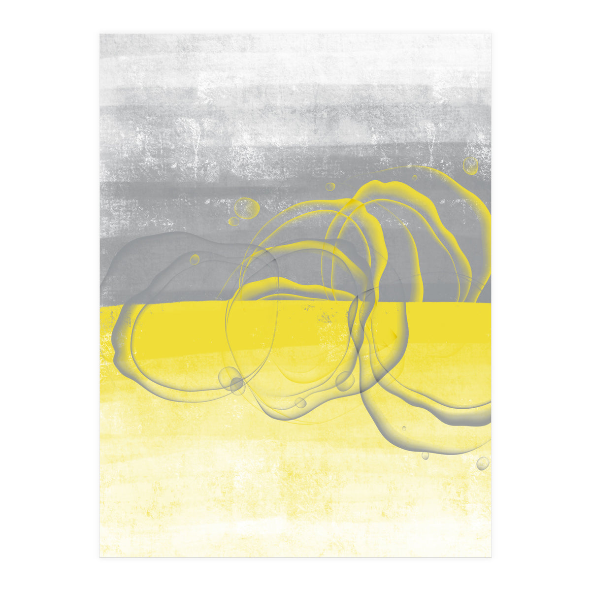 Abstract Painting No. 53 - Bubbles | Illuminating Yellow & Ultimate Grey (Print Only)