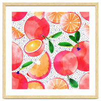 Citrus Tropical | Juicy Fruits Polka Dots | Food Orange Grapefruit Pink Watercolor Botanica