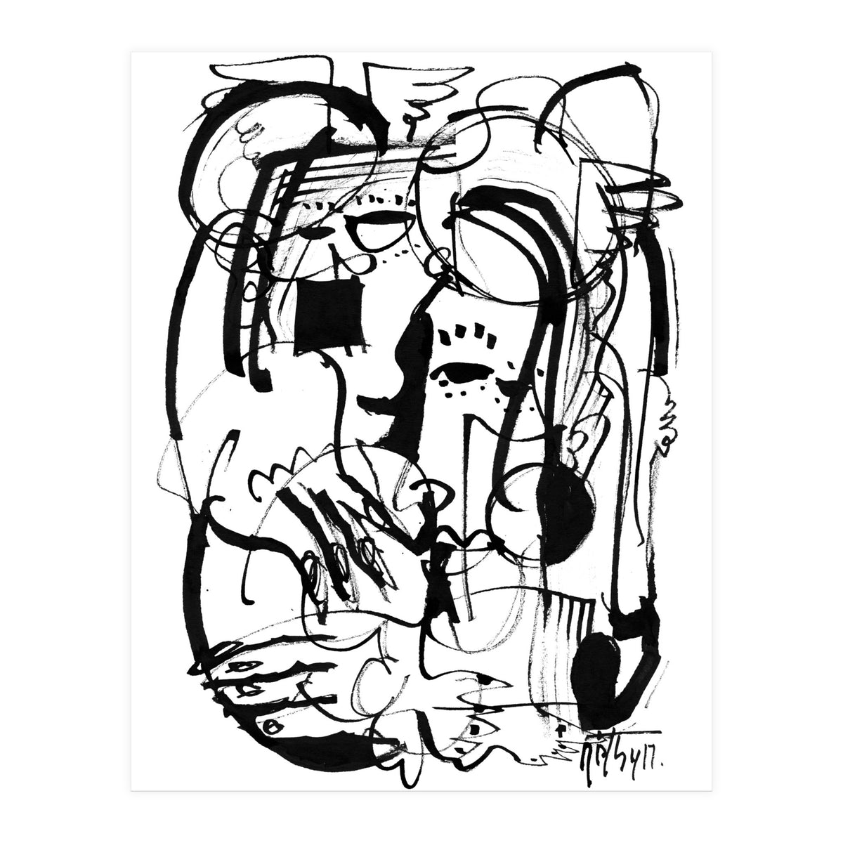 Two Shy Angels - b&w (Print Only)