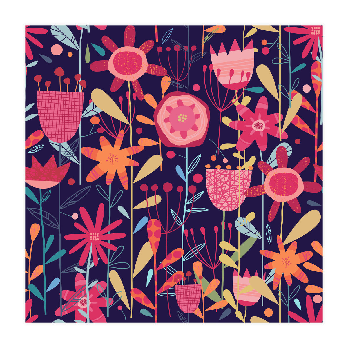 Wild Weeds And Flowers Dark (Print Only)