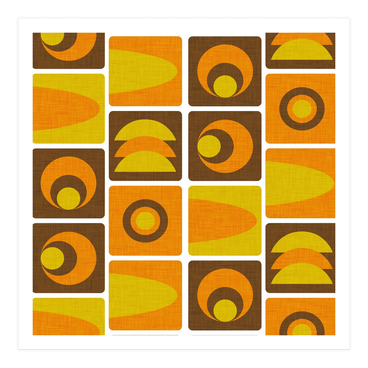 70s Cube Geo Brown  (Print Only)