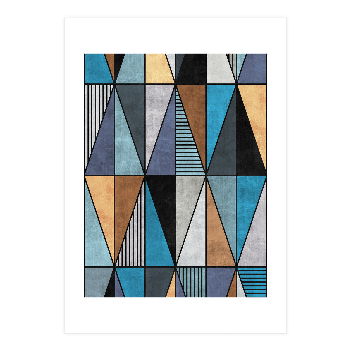 Colorful Concrete Triangles - Blue, Grey, Brown (Print Only)